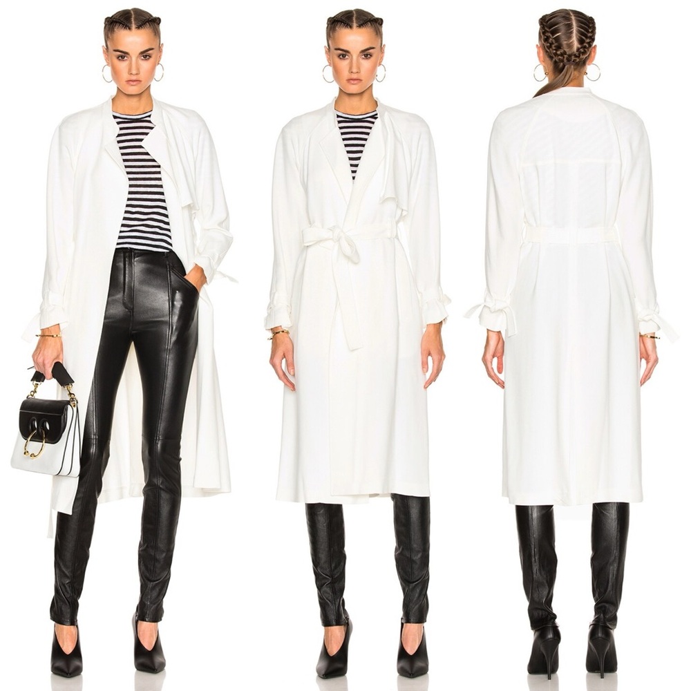 A.L.C.‎ White Crepe “Augusto” Belted Trench Coat Sz 4